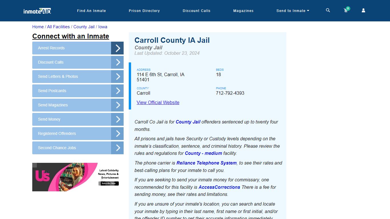 Carroll County IA Jail - Inmate Locator