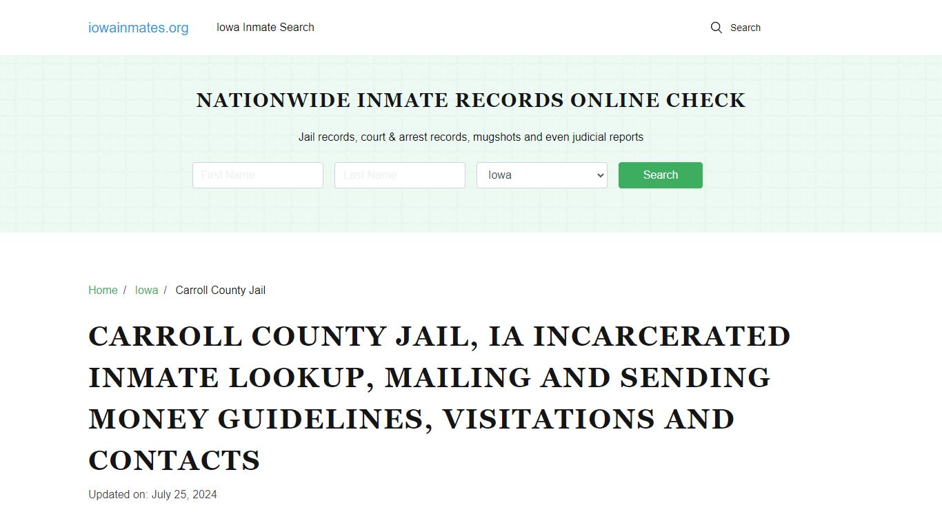 Carroll County Jail, IA: Find an Inmate, Visitation & Contact Info